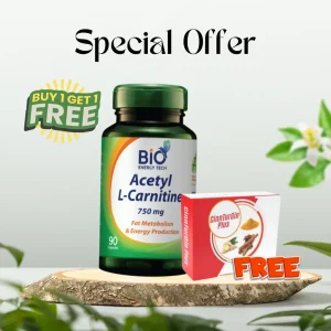 Bio Energy Tech Acetyl L-Carnitine 750mg 90Cap + Cinnturgin Plus 30Cap (FREE)