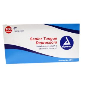 Dynarex 6″ Strerile Senior Tongue Depressors 100ct