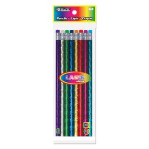 Bazic Laser Foil Wood Pencil With Eraser HB#2 #712