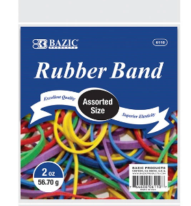 Bazic Rubber Bands Assorted Color 2oz #6110