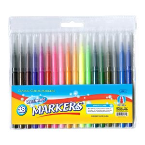 Bazic Fine Line Washable Markers 18pk #1281