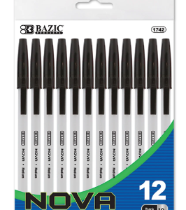 Bazic Nova Black Color Stick Pen 12pk