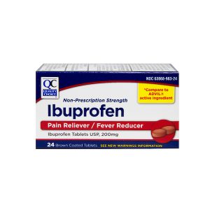 QC Ibuprofen Tablets Brown 24ct