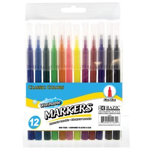 Bazic Fine Line Washable Markers 12pk #1280